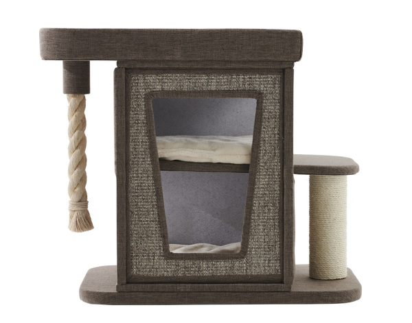 Katzenhaus Indoor Nobby Ulvi 2 in 1 - 76cm hoch - Katzen Kratzbaum und Katzenhöhle 2-stöckig